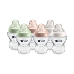 Tommee Tippee Closer to Nature Anti-Colic Baby Bottle, 260ml, Slow-Flow Breast-Like Teat for a Natural Latch, Anti-Colic Valve, Pack of 6