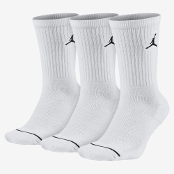 Nike Men's Jordan Jumpman Crew Socks (Pack of 3) - White/White/White/Black, Large