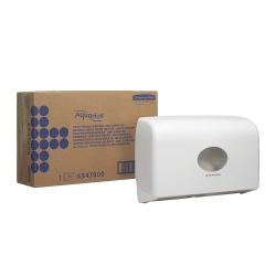 Aquarius, 6947, Twin Mini Jumbo Rolled Toilet Tissue Dispenser, White, 1 x 1 Dispenser