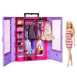 ​Barbie Fashionistas Ultimate Closet Portable Fashion Toy with Doll, Clothing, Accessories and Hangers, Gift for 3 Years Old and Up, HJL66