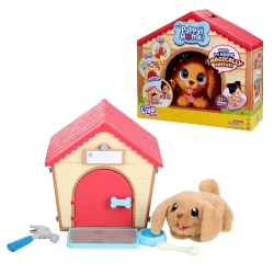 Little Live Pets - My Puppy's Home Interactive Plush Toy Puppy and Kennel, 25+ Sounds and Reactions, Make the Kennel, Name your Puppy and SURPRISE! Puppy appears! Easy Build DIY Kennel, Green, Medium